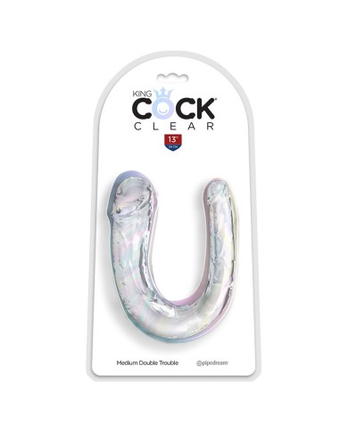 KING COCK - DOUBLE TROUBLE DOUBLE GODE 33 CM TRANSPARENT