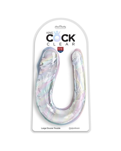 KING COCK - DOUBLE TROUBLE DOUBLE GODE 44 CM TRANSPARENT