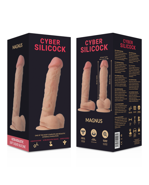 CYBER SILICOCK - STRAP-ON MAGNUS SILICONE LIQUIDE AVEC 3 ANNEAUX GRATUITS 20.5 CM -O- 4.1 CM