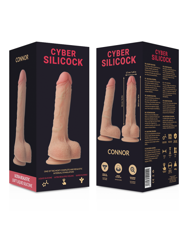 CYBER SILICOCK - STRAP-ON CONNOR SILICONE LIQUIDE AVEC 3 ANNEAUX GRATUITS 20.5 CM -O- 3.7 CM