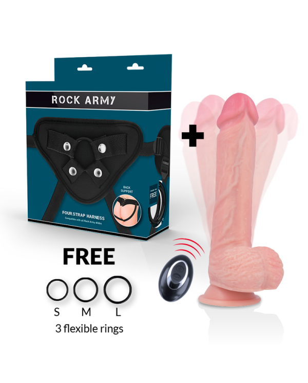 ROCKARMY - HARNAIS + VIBRATEUR SILICONE LIQUIDE PREMIUM TÉLÉCOMMANDE APACHE 20.5 CM -O- 4.62 CM