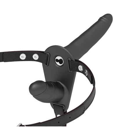 FETISH SUBMISSIVE HARNESS - VIBRATEUR NOIR DOUBLE PÉNÉTRATION