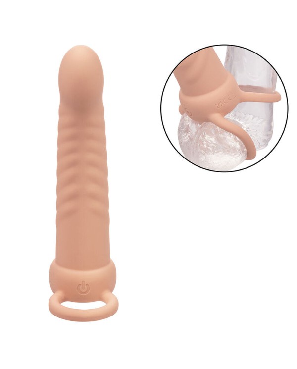 CALEXOTICS - MAXX DOUBLE PÉNÉTRATEUR NERVURÉ 10 VIBRATIONS FLESH