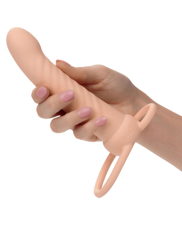 CALEXOTICS - MAXX DOUBLE PÉNÉTRATEUR NERVURÉ 10 VIBRATIONS FLESH