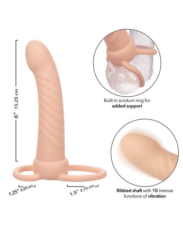 CALEXOTICS - MAXX DOUBLE PÉNÉTRATEUR NERVURÉ 10 VIBRATIONS FLESH