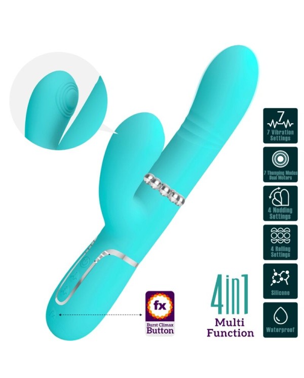 PRETTY LOVE - VIBRATEUR MULTIFONCTION G-SPOT VERT AQUA