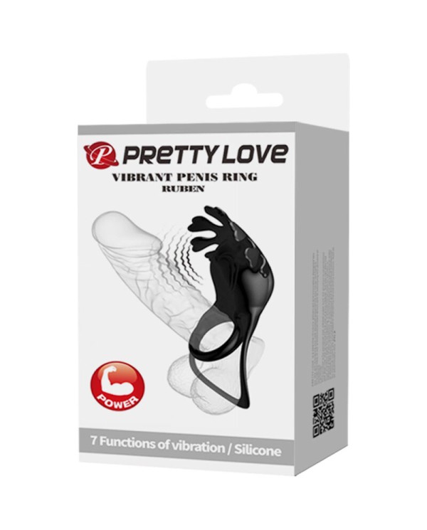 PRETTY LOVE - ANNEAU VIBRATEUR RUBEN 7 VIBRATIONS SILICONE NOIR