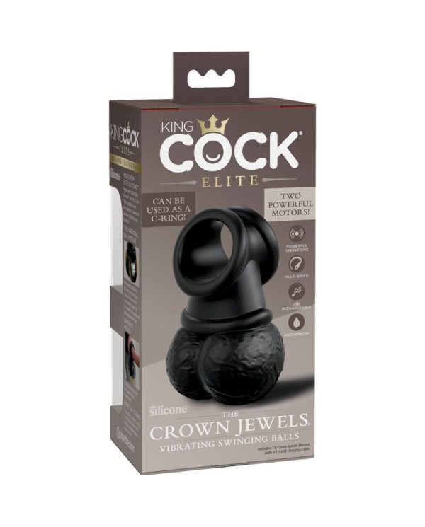 KING COCK - ELITE ANNEAU AVEC TESTICULE VIBRANT SILICONE