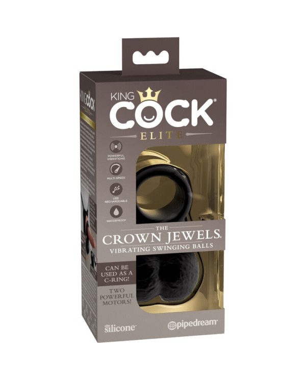 KING COCK - ELITE ANNEAU AVEC TESTICULE VIBRANT SILICONE