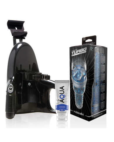 FLESHLIGHT - TURBO THRUST BLUE ICE + LANCEMENT UNIVERSEL + LUBRIFIANT QUALITÉ AQUA 50 ML