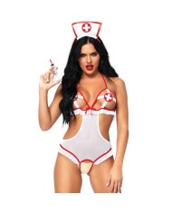 LEG AVENUE - NURSE TEDDY OUVERT CROTHLESS TAILLE UNIQUE