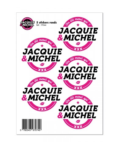 5 stickers J&M blanc logo rond