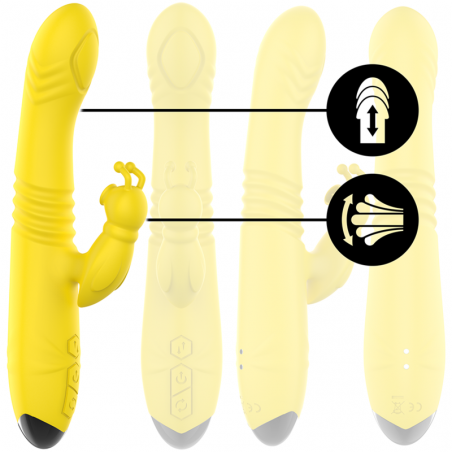 INTENSE - VIBROMASSEUR MULTIFONCTION TOKY UP & DOWN AVEC STIMULATEUR CLITORAL JAUNE