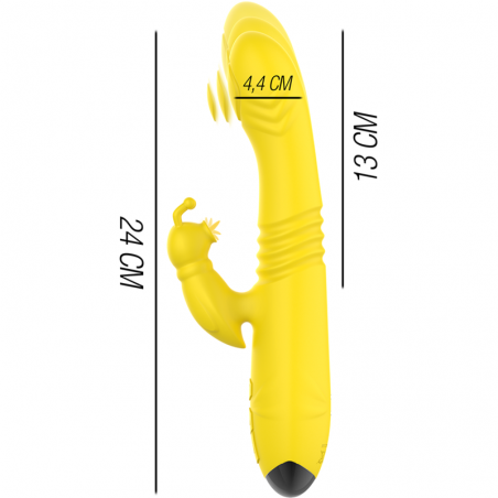 INTENSE - VIBROMASSEUR MULTIFONCTION TOKY UP & DOWN AVEC STIMULATEUR CLITORAL JAUNE