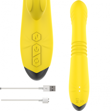 INTENSE - VIBROMASSEUR MULTIFONCTION TOKY UP & DOWN AVEC STIMULATEUR CLITORAL JAUNE