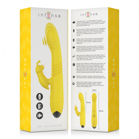 INTENSE - VIBROMASSEUR MULTIFONCTION TOKY UP & DOWN AVEC STIMULATEUR CLITORAL JAUNE