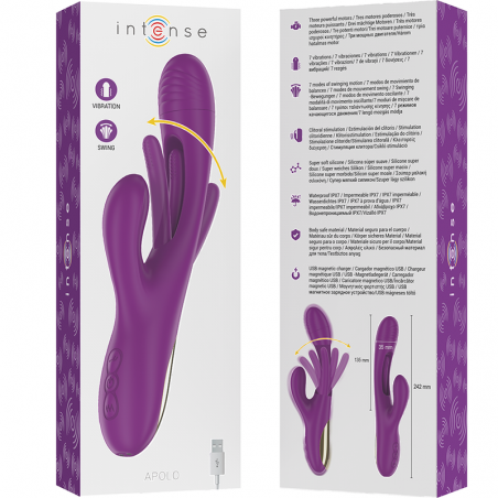 INTENSE - APOLO VIBROMASSEUR MULTIFONCTION RECHARGEABLE 7 VIBRATIONS AVEC LANGUE OSCILLANTE VIOLET