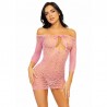 LEG AVENUE HEART NET MINI ROBE TAILLE UNIQUE - ROSE