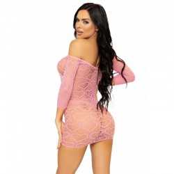 LEG AVENUE HEART NET MINI ROBE TAILLE UNIQUE - ROSE