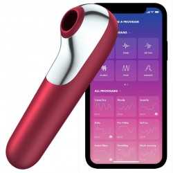 VIBROMASSEUR ET ASPIRATEUR DOUBLE AMOUR SATISFYER À AIR PULSÉ ROUGE