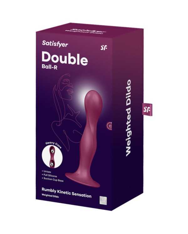 SATISFYER - GODE EN SILICONE DOUBLE BALL-R GRENAT