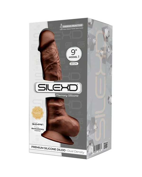 SILEXD - MODÈLE 1 PÉNIS RÉALISTE PREMIUM SILEXPAN SILICONE MARRON 23 CM