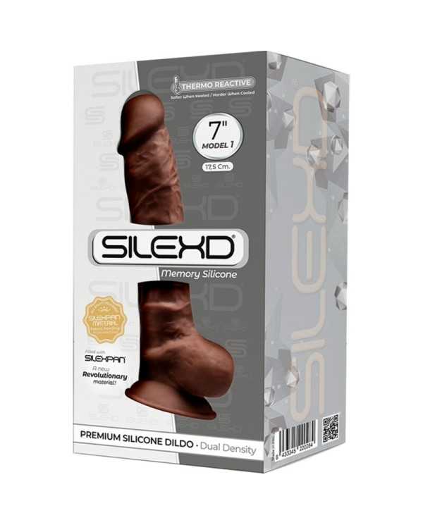 SILEXD - MODÈLE 1 PÉNIS RÉALISTE PREMIUM SILEXPAN SILICONE MARRON 17.5 CM