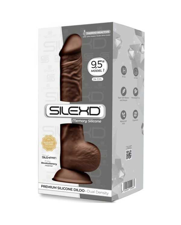 SILEXD - MODÈLE 1 PÉNIS RÉALISTE PREMIUM SILEXPAN SILICONE MARRON 24 CM