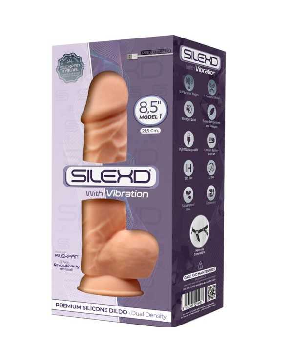 SILEXD - MODÈLE 1 VIBRATEUR PÉNIS RÉALISTE SILICONE PREMIUM SILEXPAN 21.5 CM