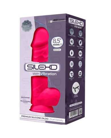 SILEXD - MODÈLE 1 VIBRATEUR PÉNIS RÉALISTE SILICONE PREMIUM SILEXPAN FUCHSIA 21.5 CM