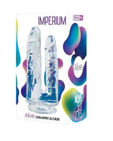 ALIVE - IMPERIUM DOUBLE PÉNIS RÉALISTE TRANSPARENT 12/14 CM