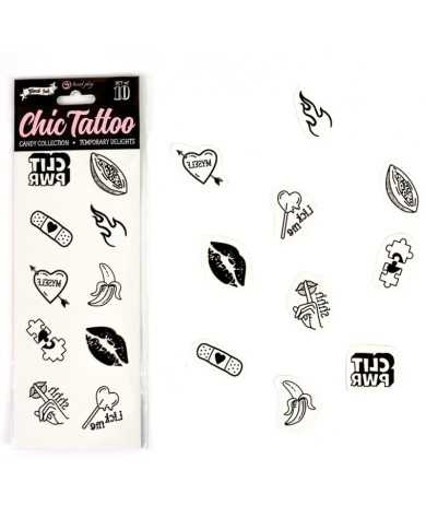 SECRET PLAY - ENSEMBLE DE 10 TATOUAGES TEMPORAIRES CANDY COLLECTION