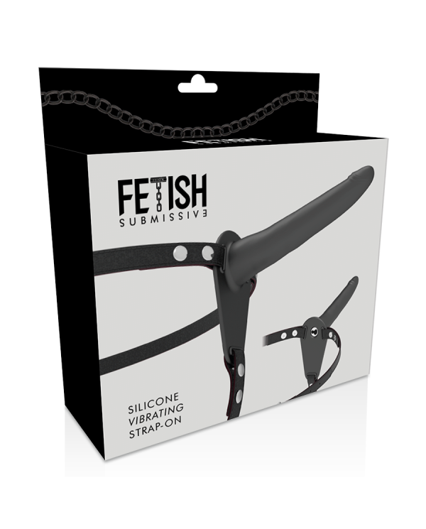 HARNAIS SOUMIS FETISH - VIBRATEUR EN SILICONE NOIR 15 CM