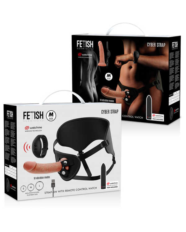 FETISH SUBMISSIVE CYBER STRAP - HARNAIS TÉLÉCOMMANDE ET BULLET VIBRANT TECHNOLOGIE WATCME M