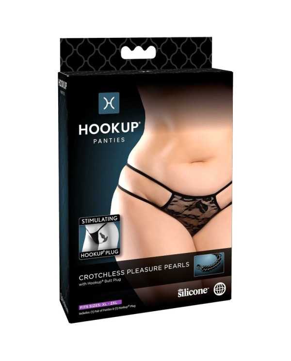 HOOK UP PANTIES - CROTCHLESS PLEASURE PEARLS SIZE XL/XXL