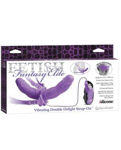 FETISH FANTASY ELITE - VIBRATING DOUBLE DELIGHT STRAP-ON PURPLE