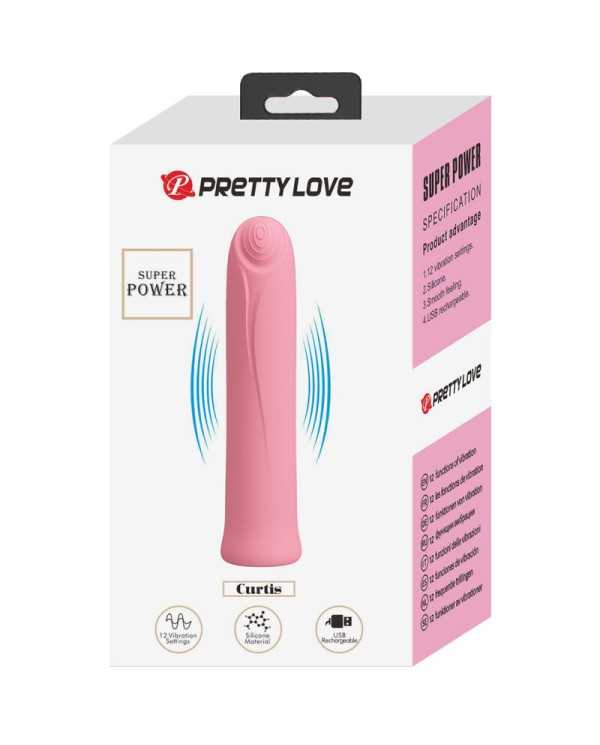 PRETTY LOVE - VIBRATEUR CURTIS MINI SUPER POWER 12 VIBRATIONS EN SILICONE ROSE