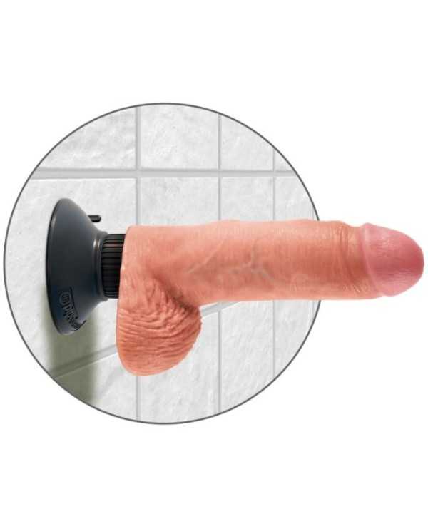 KING COCK - GODE VIBRATEUR AVEC TESTICULES 17.78 CM NATUREL