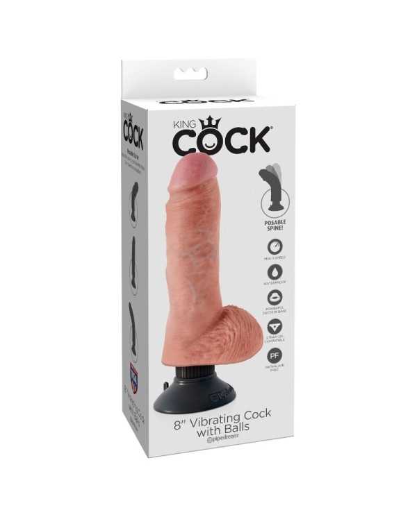 KING COCK - GODE VIBRANT AVEC TESTICULES 20.3 CM NATUREL