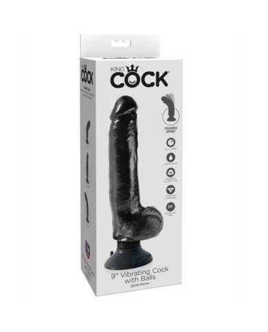 KING COCK - GODE VIBRANT AVEC TESTICULES 23 CM NOIR