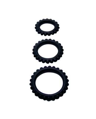 BAILE - TITAN SET 3 PCS COCK RING NOIR 2.8 + 2.4 + 1.9 CM