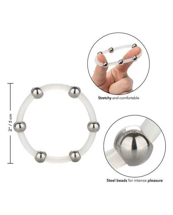 CALEXOTICS - BAGUE EN SILICONE PERLÉE ACIER XL