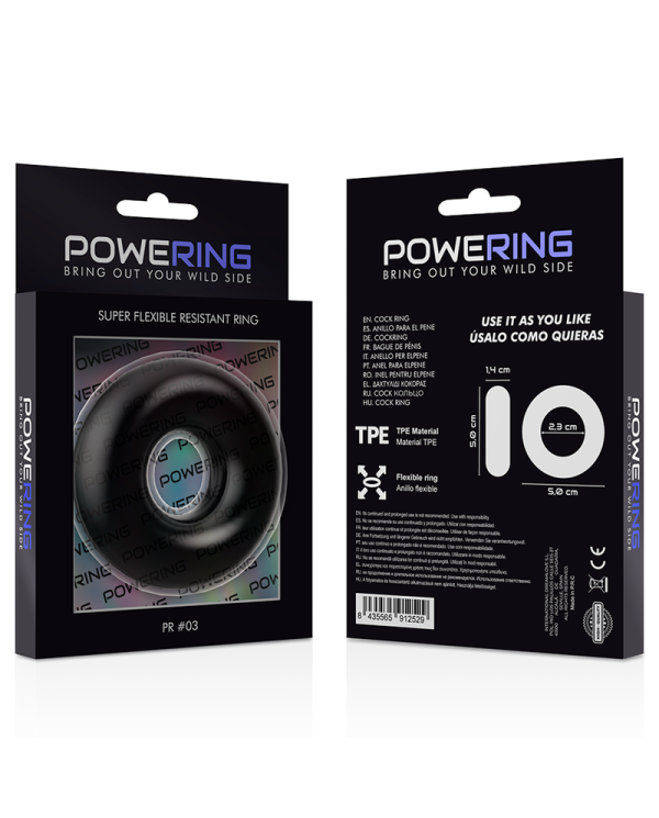 POWERING - ANNEAU PÉNIS SUPER FLEXIBLE ET RÉSISTANT 5CM PR03 NOIR