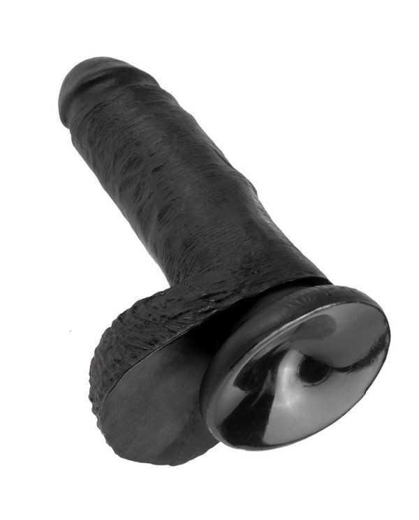 KING COCK - 7 GODE NOIR AVEC BOULES 17.8 CM