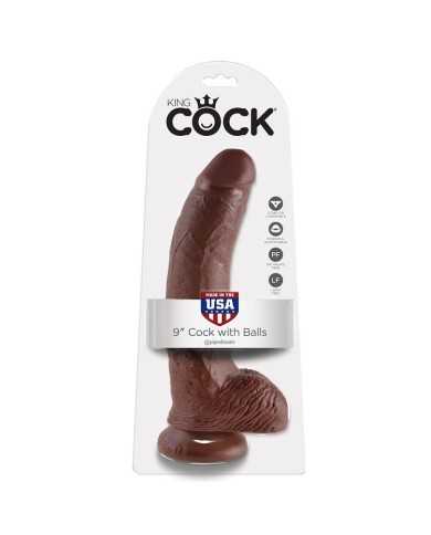 KING COCK - 9 GODE MARRON AVEC BOULES 22.9 CM