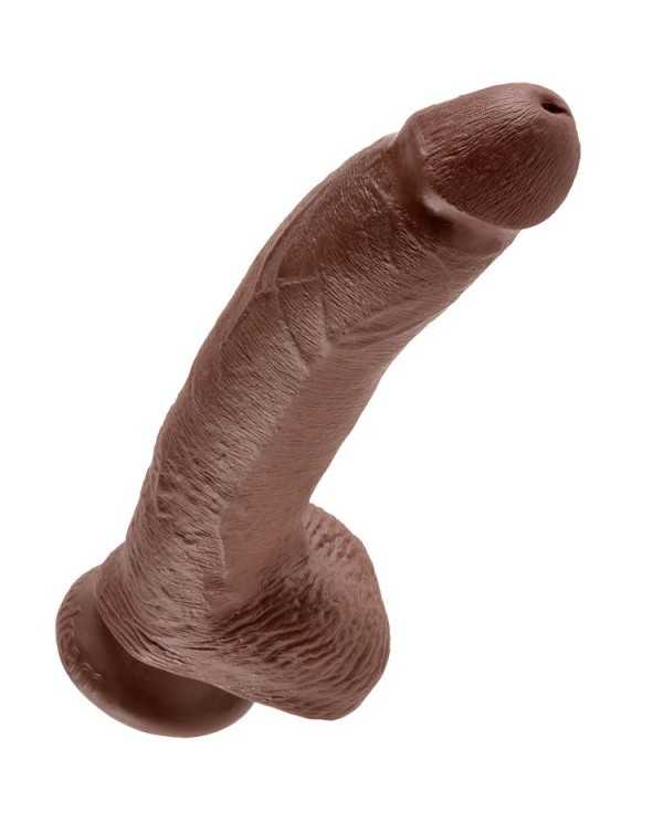 KING COCK - 9 GODE MARRON AVEC BOULES 22.9 CM