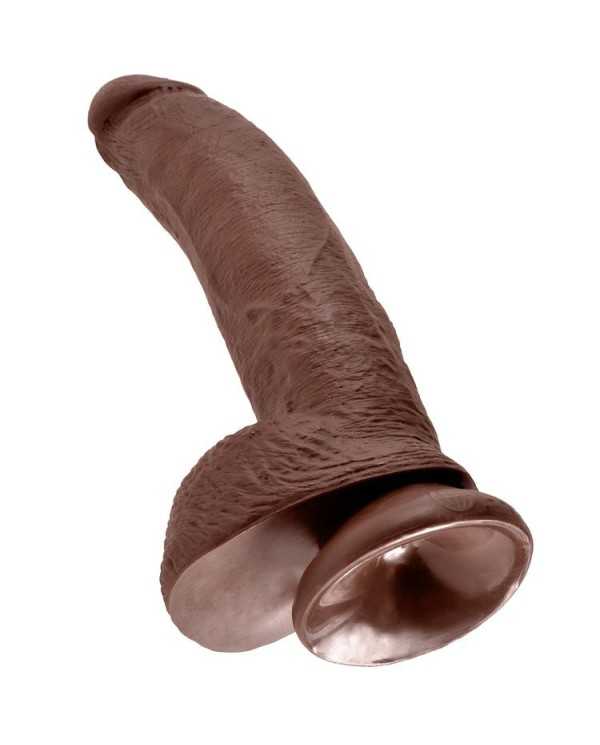 KING COCK - 9 GODE MARRON AVEC BOULES 22.9 CM