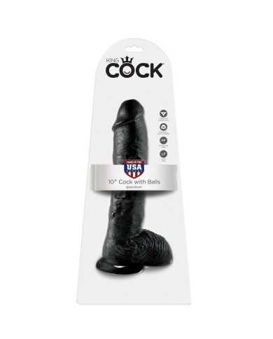 KING COCK - 10 GODE NOIR AVEC BOULES 25.4 CM