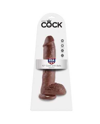 KING COCK - 10 GODE MARRON AVEC BOULES 25.4 CM