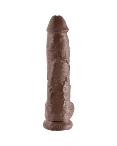 KING COCK - 10 GODE MARRON AVEC BOULES 25.4 CM